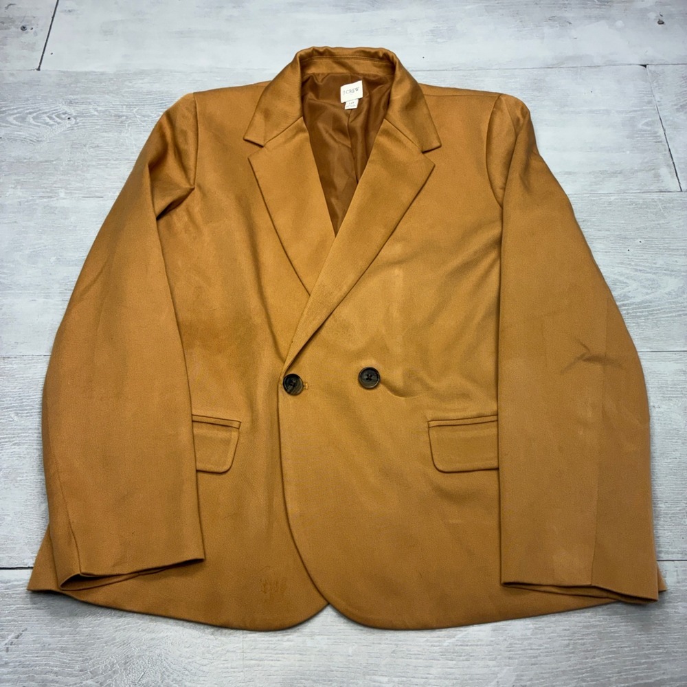J.Crew Re-Imagined Blazer Womens 10 Brown Tencel Double Breasted Twill Jacket 24
